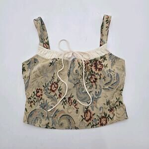 Et Clet Top Womens Medium Corset Tapestry Victorian Edwardian Crop Tank